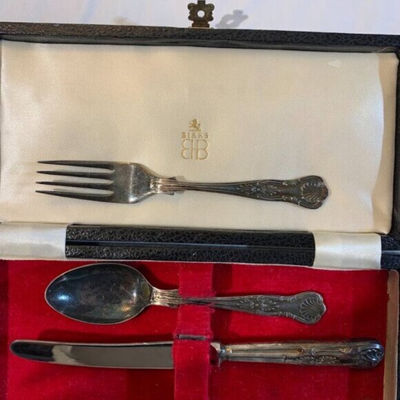Vintage Birks Silver Plated Kings Pattern Individual Cutlery Set Engraved - Picture 7 of 8